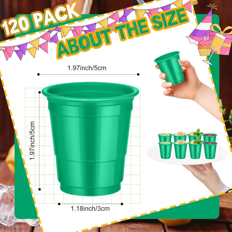 cssopenss 120 Pcs 2 oz Green Shot Cups st. patrick's day shot Glasses green Shot Glasses Disposable for Drinking Tastings Served Snacks Jello Tastings and Samples - Image 2